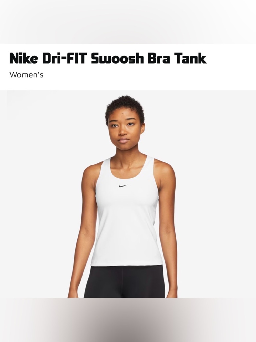 Nike White Dri-FIT Plus-Size Swoosh Bra Tank Top, 3X, NWT
